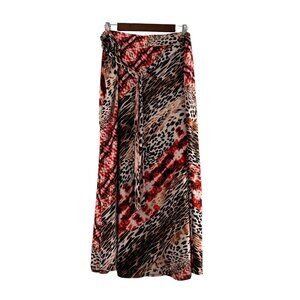 Melissa Paige Woman's Leopard Print Maxi Skirt 2X Polyester Spandex Blend